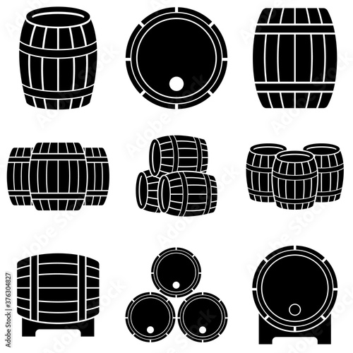 Barrel wooden icon, logo isolated on white background
