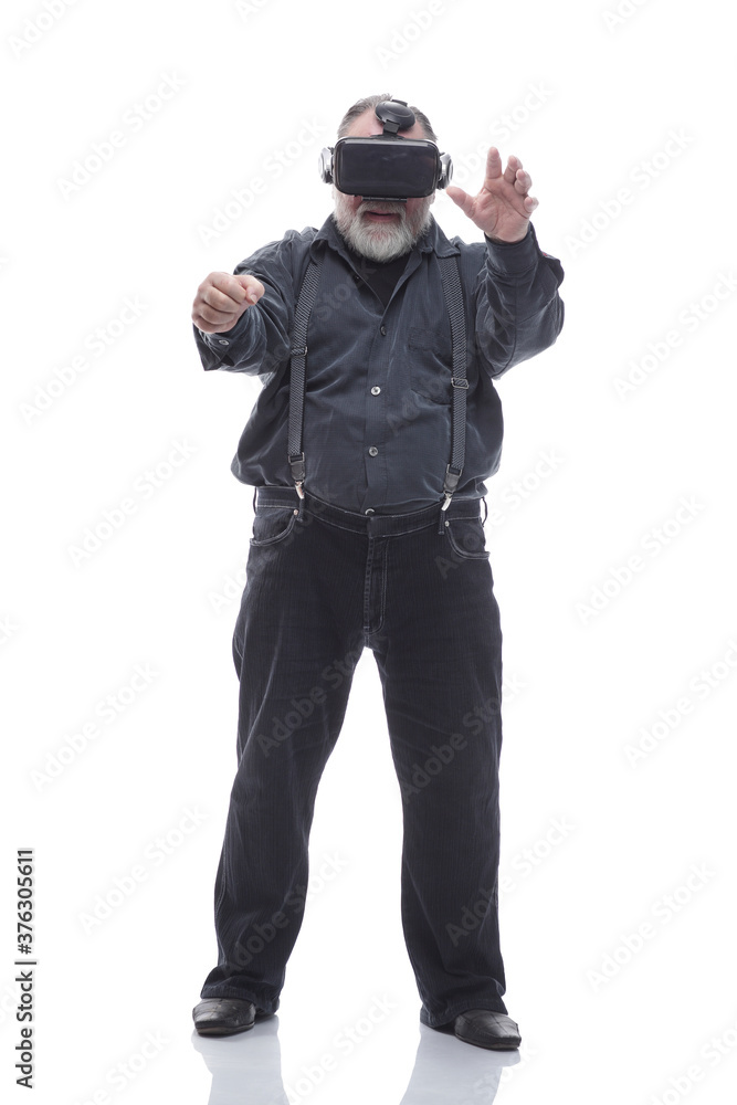 full- length . casual man in a virtual reality helmet. full- length . casual man in a virtual reality helmet.
