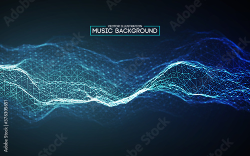 Blue background design. Colourful music background design. Abstract sound wave music equalizer. Particle background audio abstract. EPS 10.