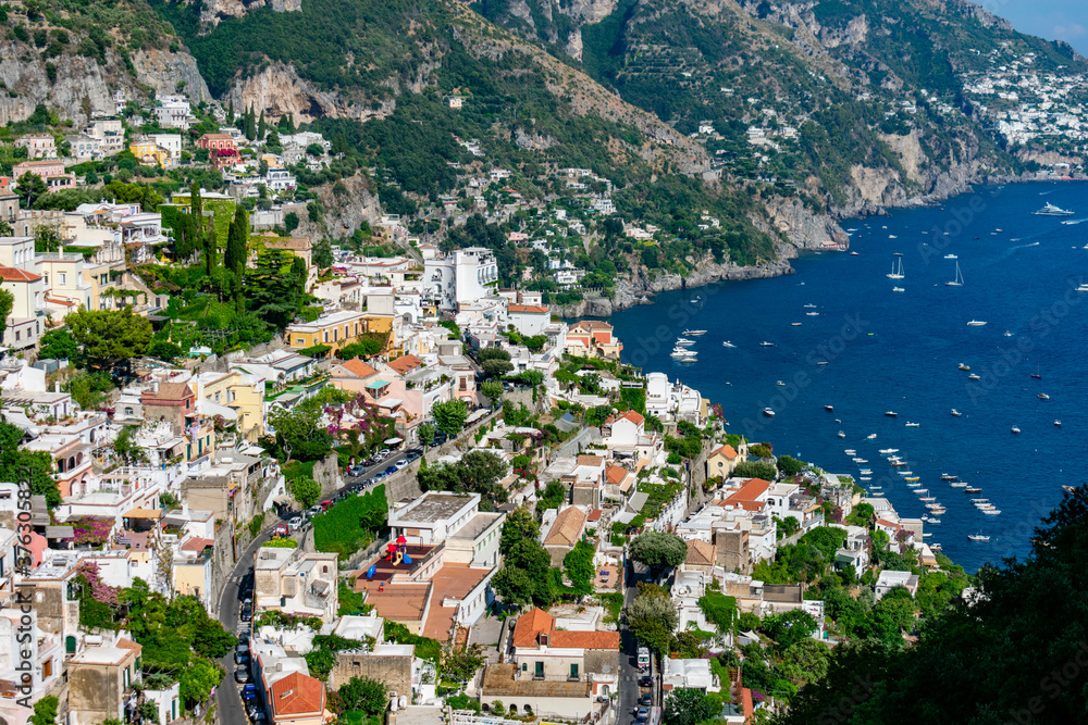 Italy, Campania, Positano - 17 August 2019 - View of a side of the beautiful Positano