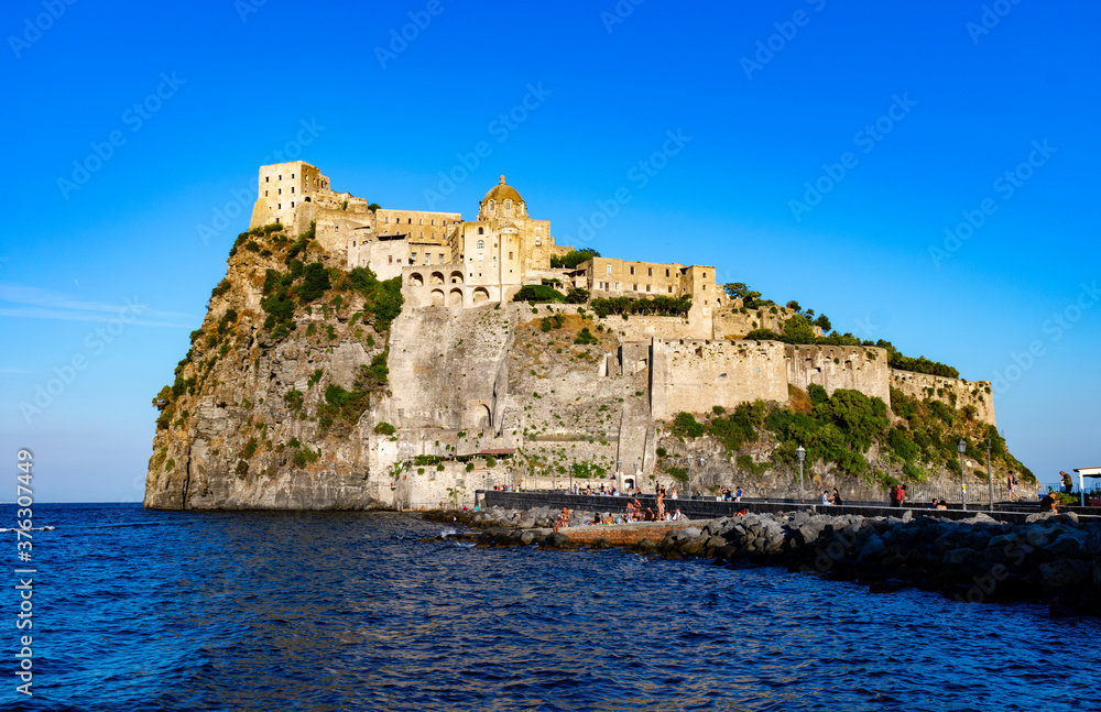 Italy, Campania, Ischia - 18 August 2019 - View of the wonderful Aragonese castle of Ischia