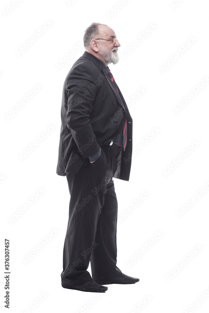 elderly businessman looking forward . isolated on a white