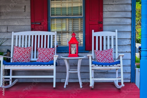 white chair on a porch