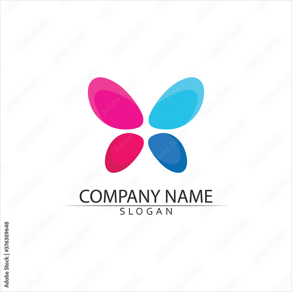 Beauty Butterfly icon design logo and animal vector