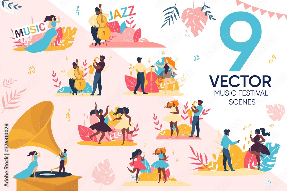 Open Air Jazz Music Festival People Scene Set Open Air Jazz Music Festival People Scene Set