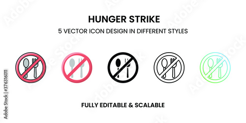 Hunger Strike vector icon in colored outline, flat, glyph, line, and gradient