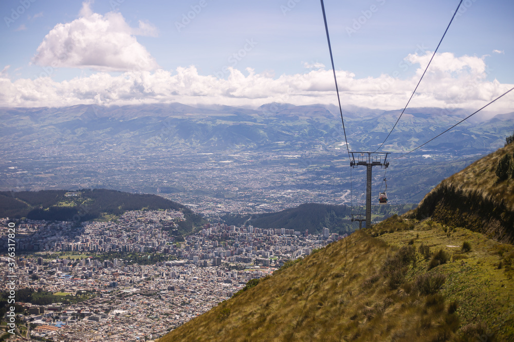 Quito TelefériQo cable car takes tourists high Into the Andes