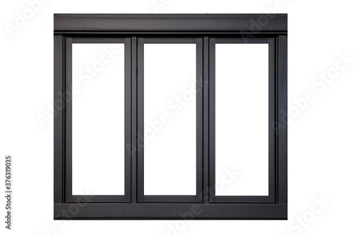 Vintage black metal window frame isolaed on a white background