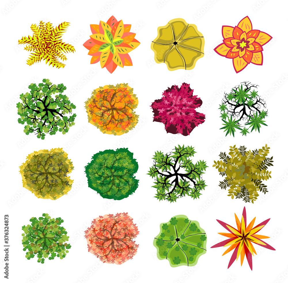 Trees top view. Easy to use in your landscape design projects