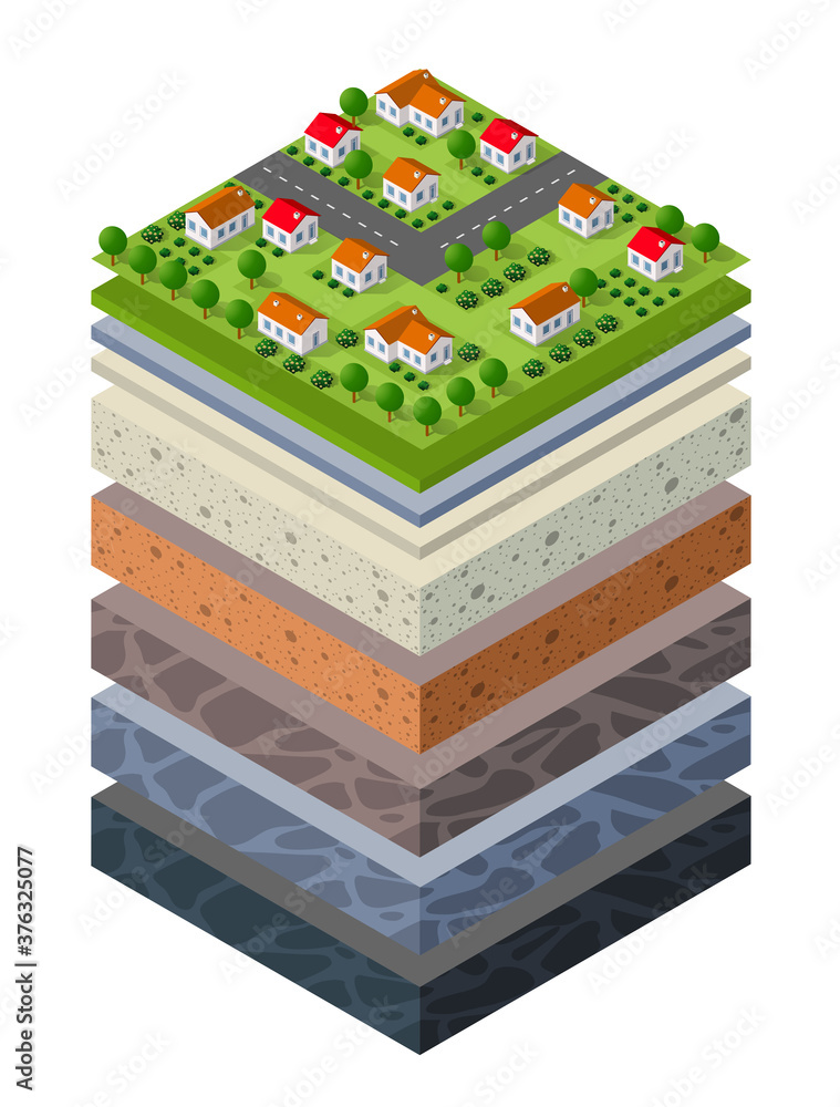 Soil Layers cross section geological green grass Stock Vector | Adobe Stock