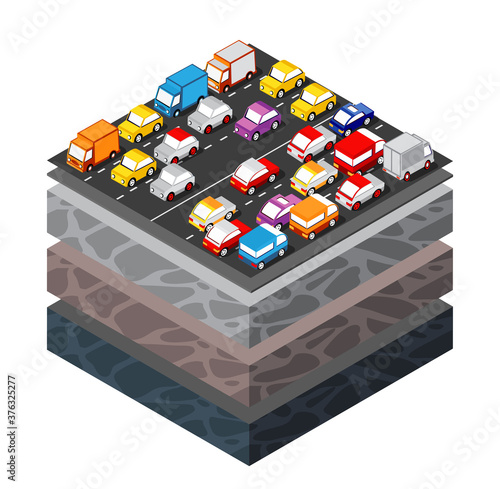 Soil Layers cross section geological transport auto traffic jam