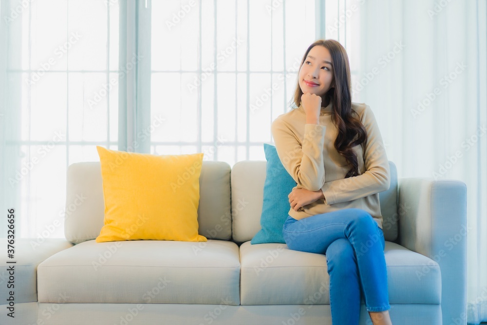 Portrait beautiful young asian woman relax leisure enjoy on sofa Portrait beautiful young asian woman relax leisure enjoy on sofa