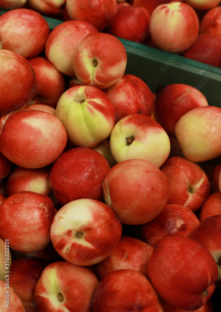 peaches on sale, in a store,