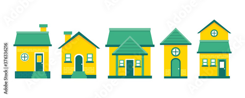 set of vector houses, in flat style