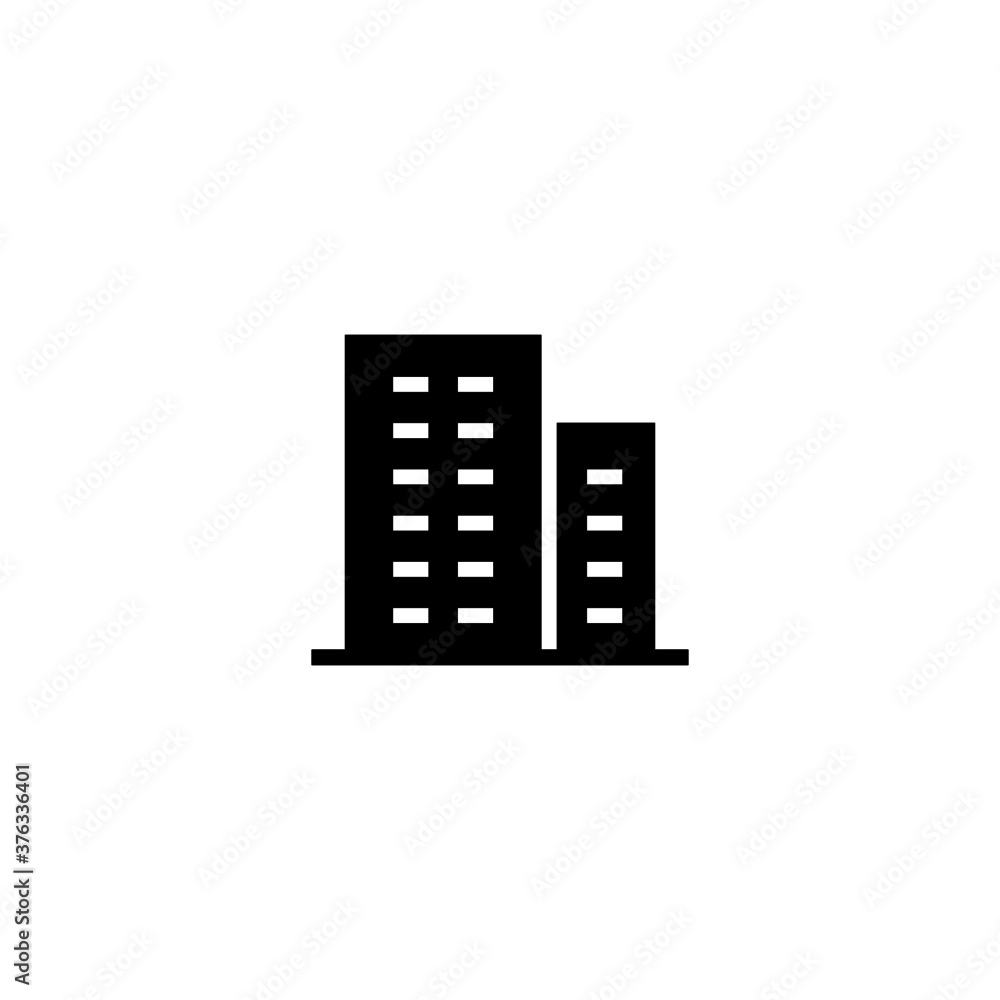 Office building Icon in black flat glyph, filled style isolated on white background Office building Icon in black flat glyph, filled style isolated on white background