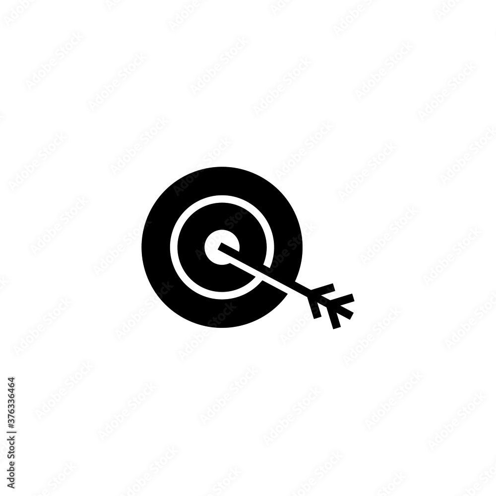 Target Icon in black flat glyph, filled style isolated on white background Target Icon in black flat glyph, filled style isolated on white background