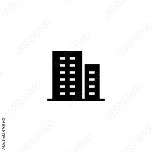 Office building Icon in black flat glyph, filled style isolated on white background