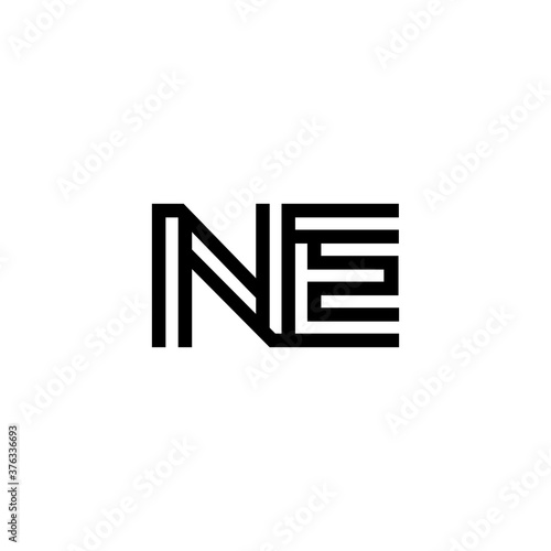 initial letter ne line stroke logo modern