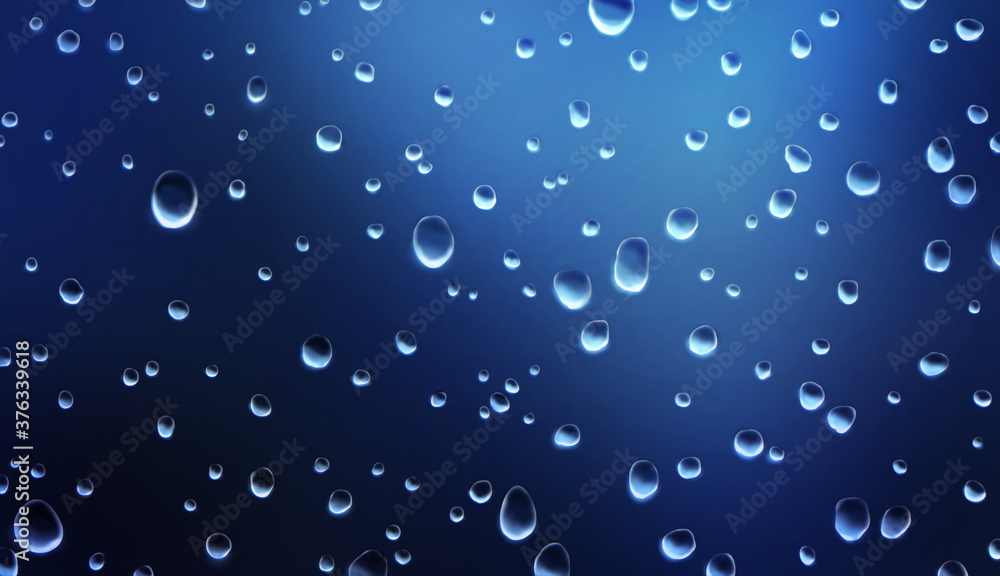 水滴の付いたガラス窓のイラスト　雨粒