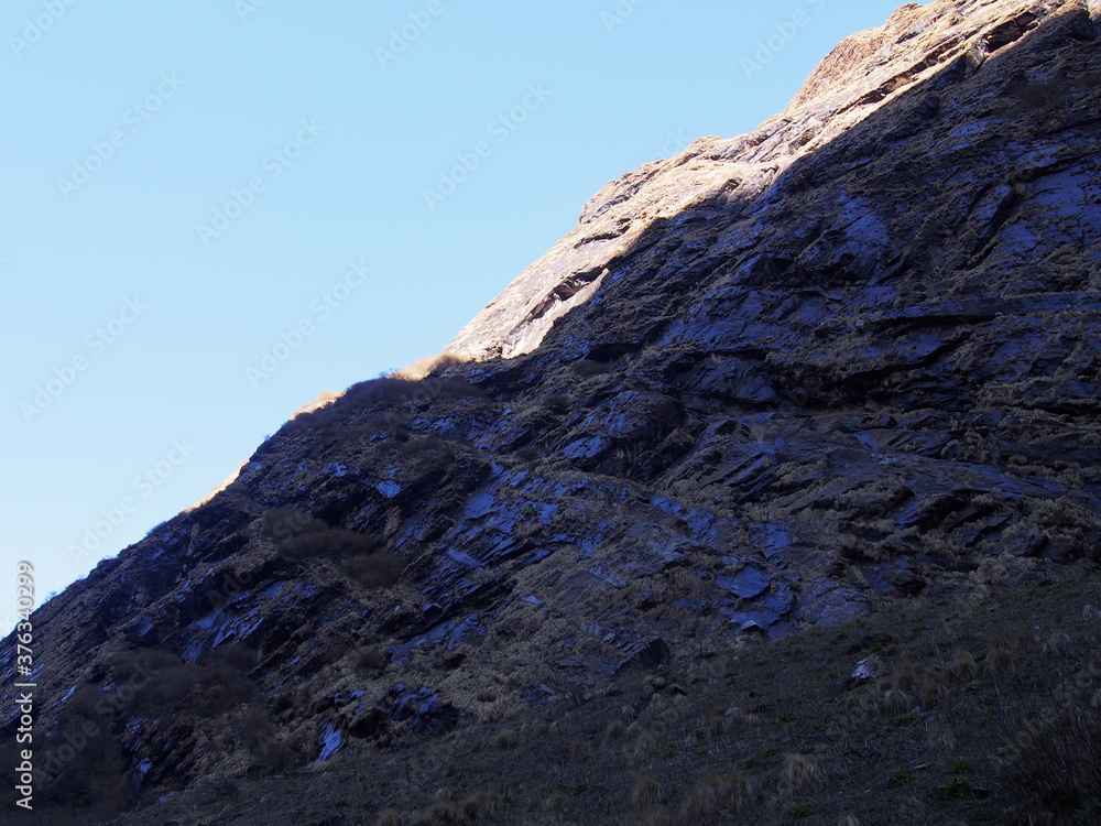 Beautiful mountains and shade, ABC (Annapurna Base Camp) Trek, Annapurna, Nepal Beautiful mountains and shade, ABC (Annapurna Base Camp) Trek, Annapurna, Nepal