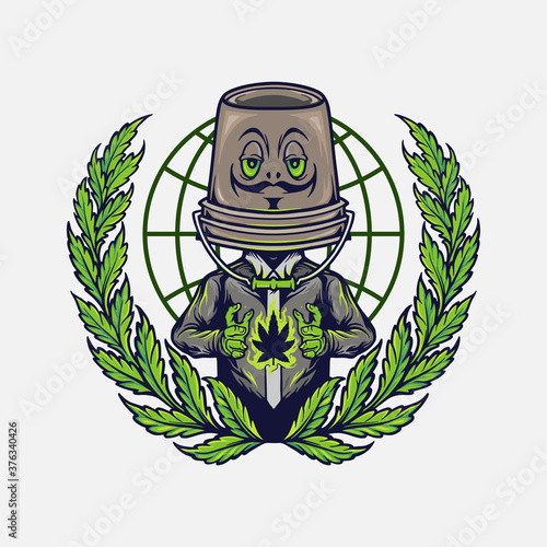 Cannabis Mascot Logo Weed Design Illustrations