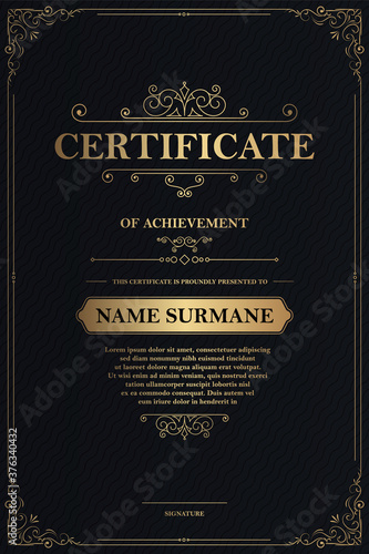 Certificate of appreciation template with vintage gold border - Vector