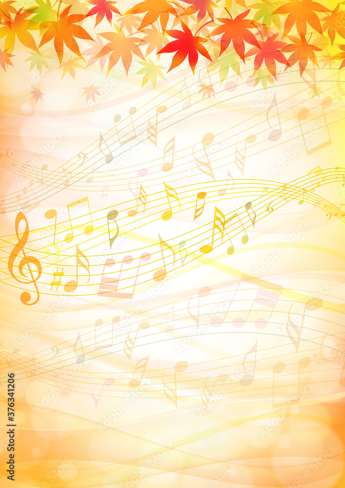 音楽の流れる秋の背景紅葉フレーム6 Stock Vector Adobe Stock