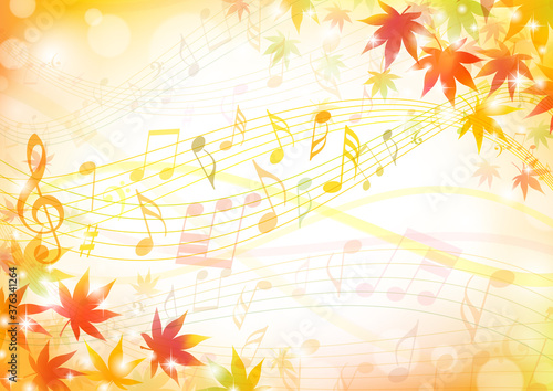 音楽の流れる秋の背景紅葉フレーム5