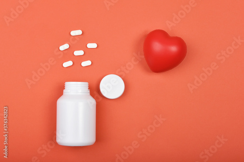 Assorted pharmaceutical medicine, Heart disease and too much medication pills, Overdiagnosis drugs cause bad health. photo