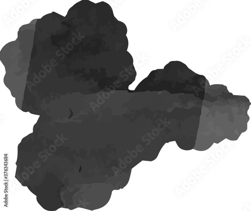 Black Watercolor Japanese clouds connected to each other