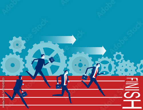 Business people trying to outrun each other. Business competition concept