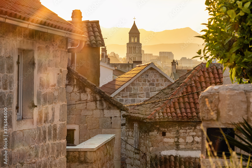 Sunrise over Split old town in Croatia
