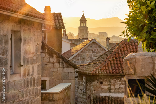 Sunrise over Split old town in Croatia