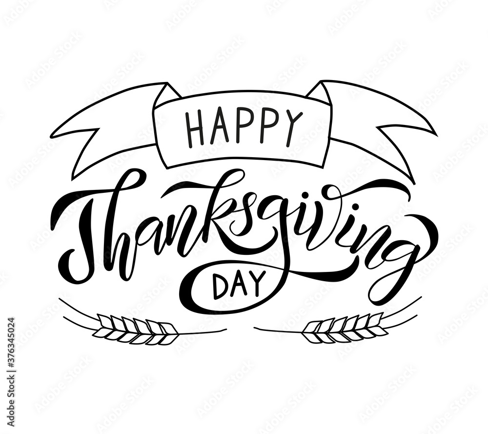 Obraz premium vector illustration lettering happy thanksgiving day