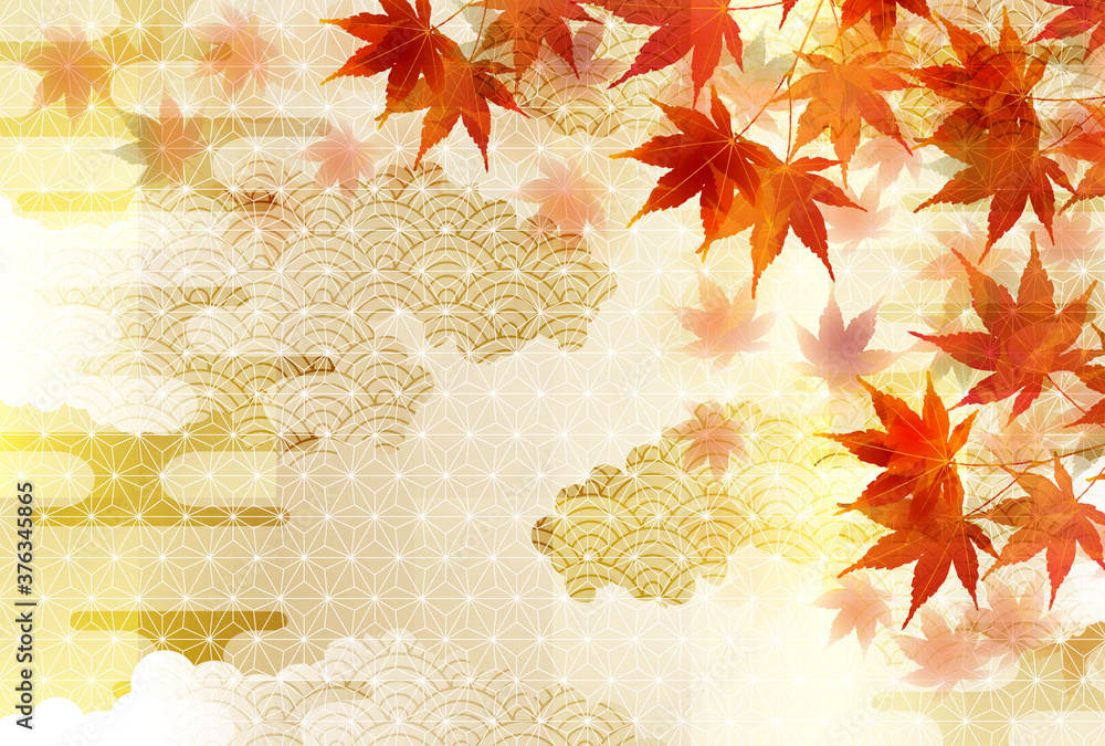 紅葉 秋 和柄 背景 Stock Vector Adobe Stock