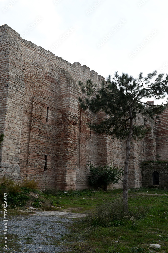 The walls of ancient Constantinople. Anemas Prison. Istanbul. Turkey