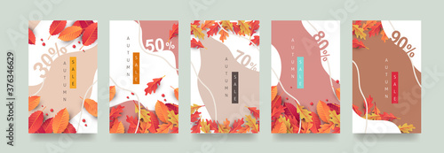 Autumn Gift promotion Coupon banner background. Elegant Autumn Voucher Design. 