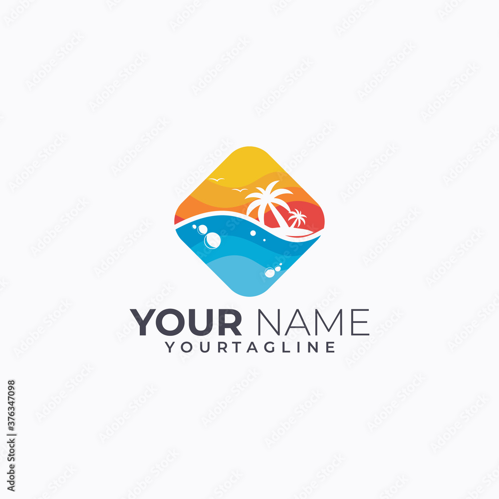 beach logo icon vector isolated