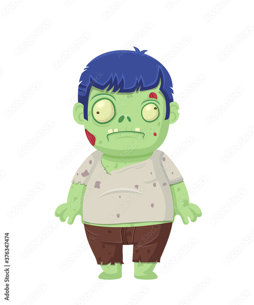 Cartoon zombie isolated on white. Character zombie halloween day. Vector and Illustration art Cartoon zombie isolated on white. Character zombie halloween day. Vector and Illustration art