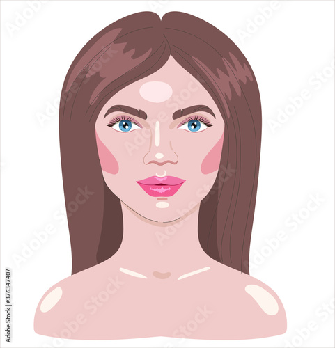 Beautiful young woman vector illustration. Cartoon style. Isolate on  white background.