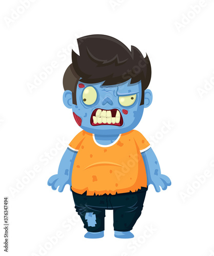 Cartoon zombie isolated on white. Character zombie halloween day. Vector and Illustration art