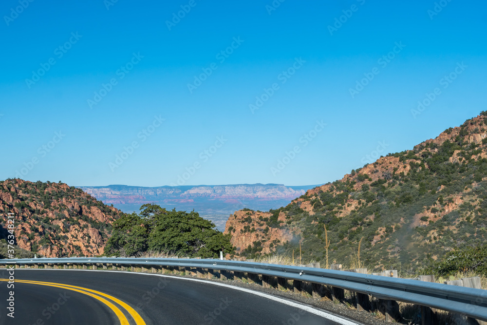 A long way down the road going to Jerome, Arizona