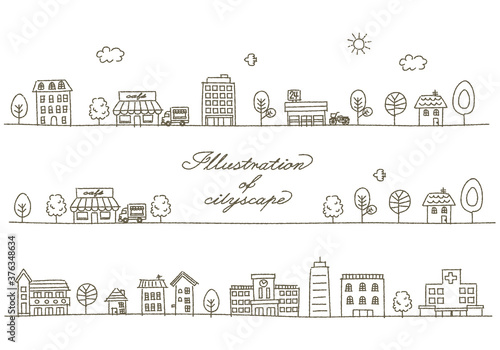 街並み　手描き風