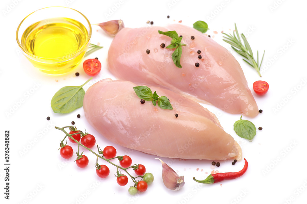 Chicken meat on a white background Chicken meat on a white background