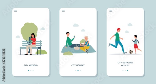 A set of pages for the city weekend mobile app.