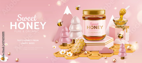 3D miniature honey ad template