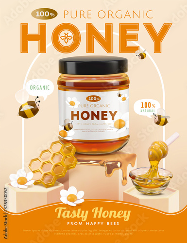 3D miniature honey ad template