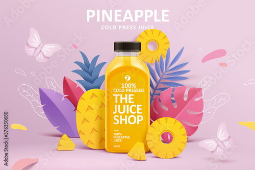 Juice ad in 3d paper cut design