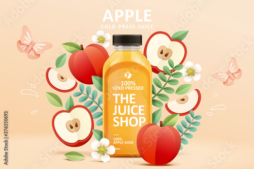 Juice ad in 3d paper cut design