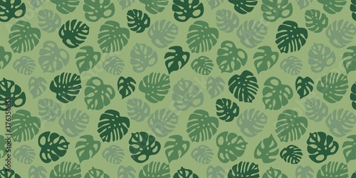 monstera leaves seamless pattern green.Topical, Trendy floral, texture for print, fashion, scrapbook,textile,fabric,decoration,wrapping paper, Tropical Leaves Seamless print,Green Monstera web banner